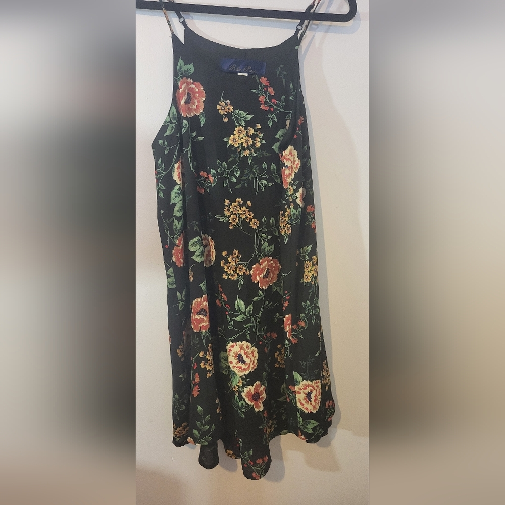 Blue Rain Maxi Skirt with Floral Design